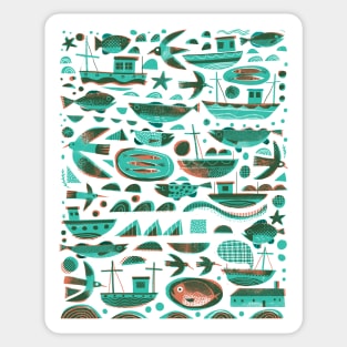 Boats and Fish Sticker